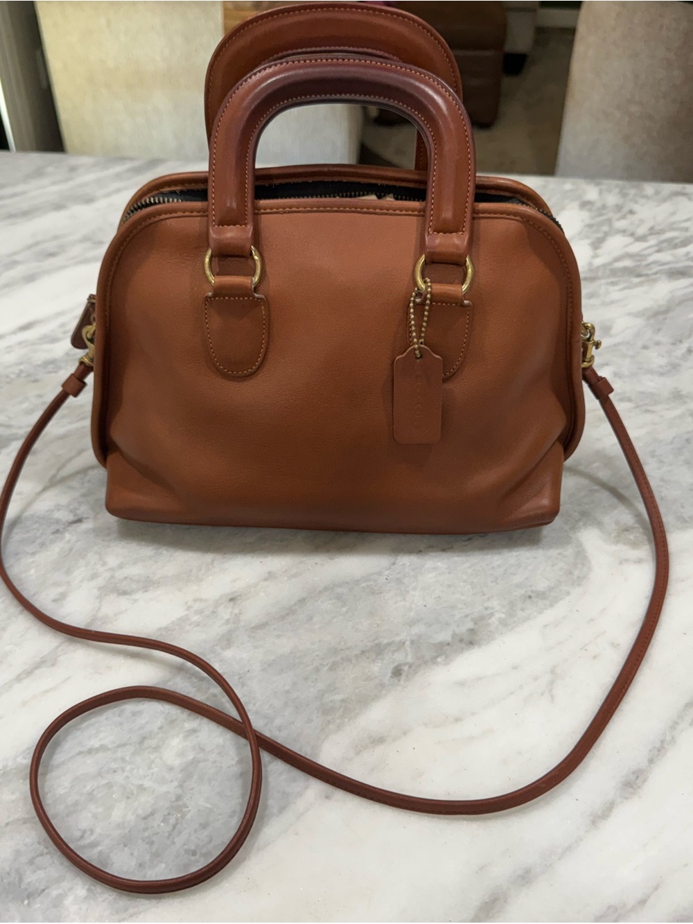 Coach Vintage Baxter British Tan Leather Satchel with Detachable Strap - Picture 3 of 15